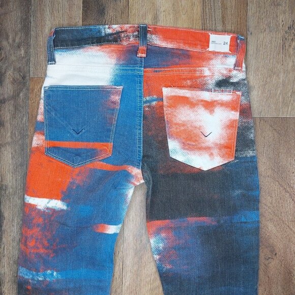 HUDSON Junior Women 24 “Nico” Mid-Rise Super Skinny Jegging Jeans Red White Blue - Picture 12 of 16